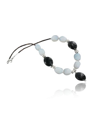 Certified Authentic Navajo .925 Sterling Silver Natural Onyx Agate Native American Necklace 370902951849