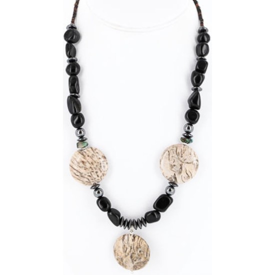 Certified Authentic Navajo .925 Sterling Silver Natural Onyx Turquoise Jasper Native American Necklace 15896-2