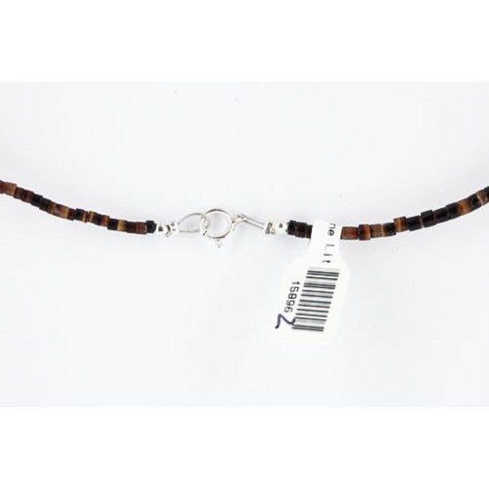 Certified Authentic Navajo .925 Sterling Silver Natural Onyx Turquoise Jasper Native American Necklace 15896-2