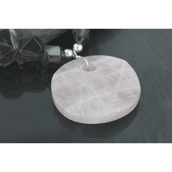 Certified Authentic Navajo .925 Sterling Silver Natural Pink Agate Smoky Quartz Native American Necklace 752100-24