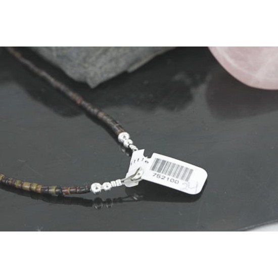 Certified Authentic Navajo .925 Sterling Silver Natural Pink Agate Smoky Quartz Native American Necklace 752100-24