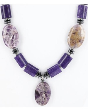 Certified Authentic Navajo .925 Sterling Silver Natural PURPLE AGATE and AMETHYST Native American Necklace 390800514108