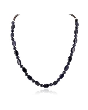 Certified Authentic Navajo .925 Sterling Silver Natural Purple Goldstone Native American Necklace 25308-2