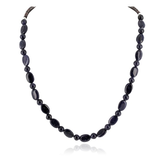 Certified Authentic Navajo .925 Sterling Silver Natural Purple Goldstone Native American Necklace 25308-2