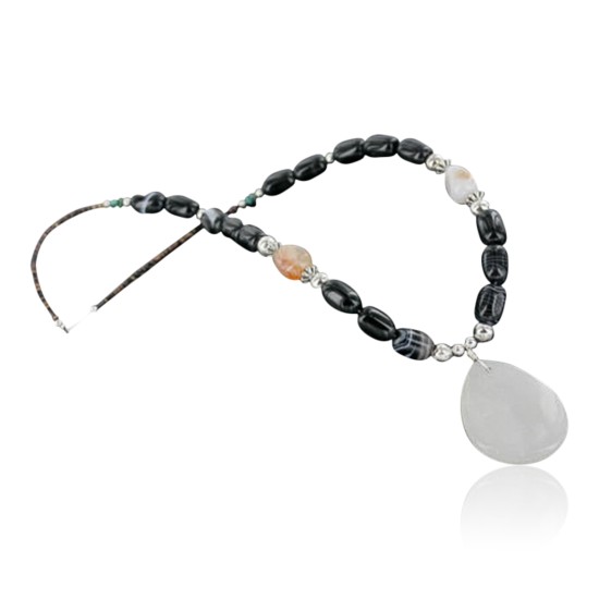 Certified Authentic Navajo .925 Sterling Silver Natural Quartz Agate Carnelian Native American Necklace 15562-15