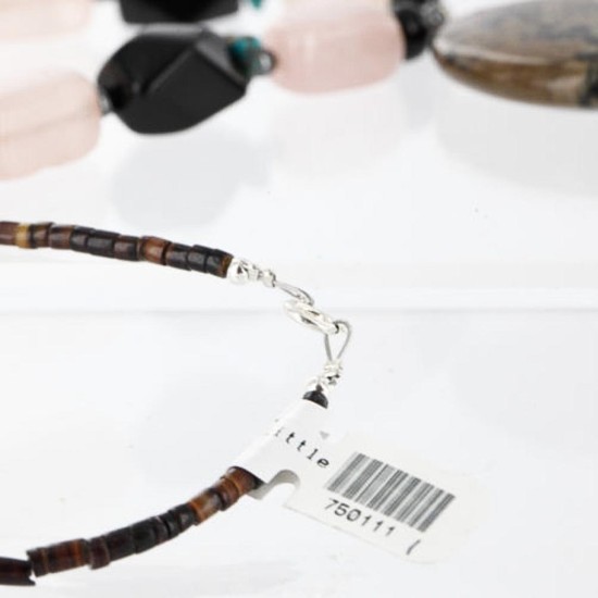 Certified Authentic Navajo .925 Sterling Silver Natural Quartz Turquoise Jasper Native American Necklace 750111-1