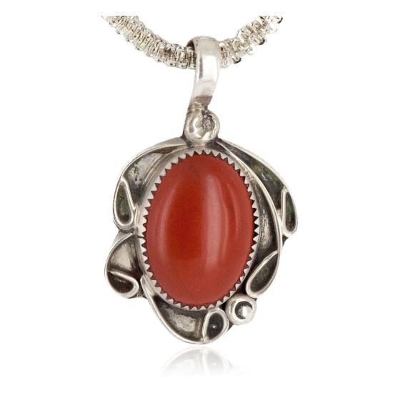 Certified Authentic Navajo .925 Sterling Silver Natural Red Jasper Native American Necklace 12908-6