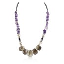 Authentic Navajo Native American Amethyst, Smoky Quartz and Hematite Sterling Silver Necklace
