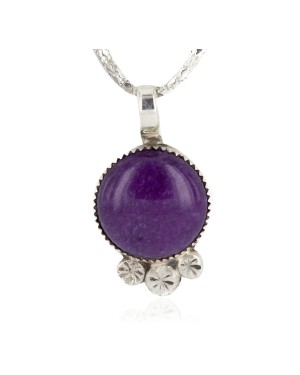 Certified Authentic Navajo .925 Sterling Silver Natural Sugilite Native American Necklace 12909-3