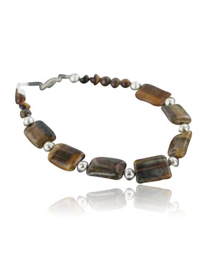 Certified Authentic Navajo .925 Sterling Silver Natural Tigers Eye Barcelet Native American Bracelet 370968671294