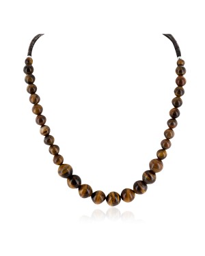 Certified Authentic Navajo .925 Sterling Silver Natural Tigers Eye Heishi Native American Necklace  25307-2