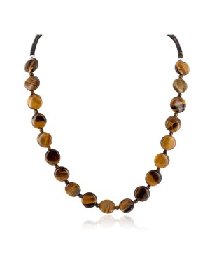 Certified Authentic Navajo .925 Sterling Silver Natural Tigers Eye Heishi Native American Necklace 25307-3