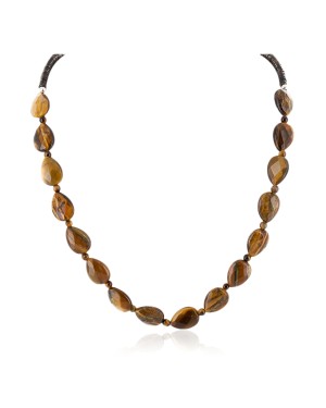 Certified Authentic Navajo .925 Sterling Silver Natural Tigers Eye Heishi Native American Necklace 25307-4