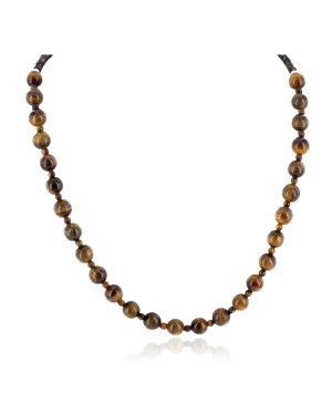 Certified Authentic Navajo .925 Sterling Silver Natural Tigers Eye Heishi Native American Necklace 25307