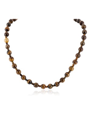 Certified Authentic Navajo .925 Sterling Silver Natural Tigers Eye Native American Necklace 25307-1