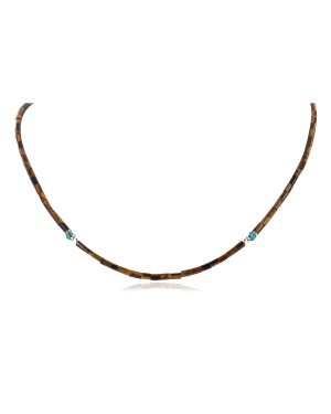 Certified Authentic Navajo .925 Sterling Silver Natural Tigers Eye Turquoise Native American Necklace 790110
