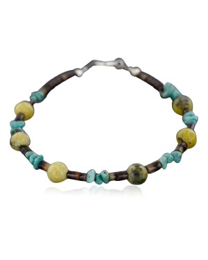 Certified Authentic Navajo .925 Sterling Silver Natural Turquiose Jasper Native American Bracelet 390743747084