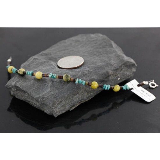 Certified Authentic Navajo .925 Sterling Silver Natural Turquiose Jasper Native American Bracelet 390743747084