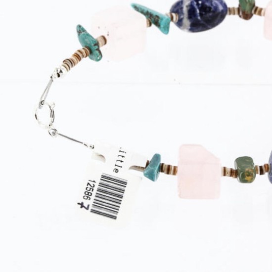 Certified Authentic Navajo .925 Sterling Silver Natural Turquoise Agate Lapis Native American Bracelet 370999958050