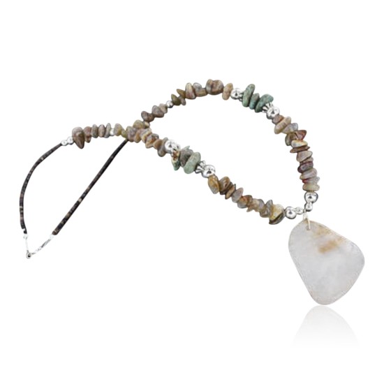 Certified Authentic Navajo .925 Sterling Silver Natural Turquoise Agate Native American Necklace 15151-29-0 Certified Authentic Navajo .925 Sterling Silver Natural Turquoise Agate Native American Necklace 15151-29-0