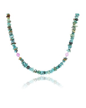 Certified Authentic Navajo .925 Sterling Silver Natural Turquoise Agate Native American Necklace 15851-30