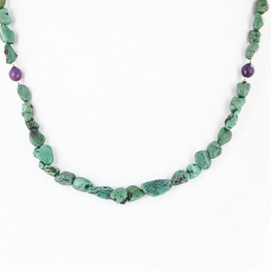 Certified Authentic Navajo .925 Sterling Silver Natural Turquoise Agate Native American Necklace 390756944205
