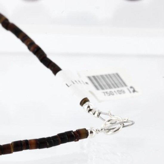 Certified Authentic Navajo .925 Sterling Silver Natural Turquoise Agate Native American Necklace 750109-12