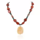 Navajo .925 Sterling Silver Natural Turquoise Agate Red Jasper Hematite Native American Necklace 18072-101