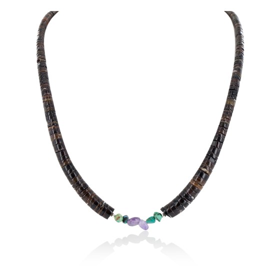 Certified Authentic Navajo .925 Sterling Silver Natural Turquoise Amethyst Heishi Native American Necklace 25285-3 Certified Authentic Navajo .925 Sterling Silver Natural Turquoise Amethyst Heishi Native American Necklace 25285-3
