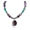 Certified Authentic Navajo .925 Sterling Silver Natural Turquoise Amethyst Hematite Native American Necklace 34057