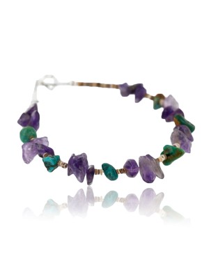 Certified Authentic Navajo .925 Sterling Silver Natural Turquoise Amethyst Native American Bracelet 390751477213