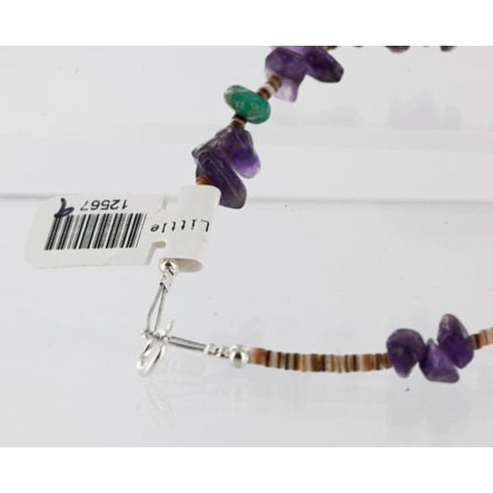 Certified Authentic Navajo .925 Sterling Silver Natural Turquoise Amethyst Native American Bracelet 390751477213