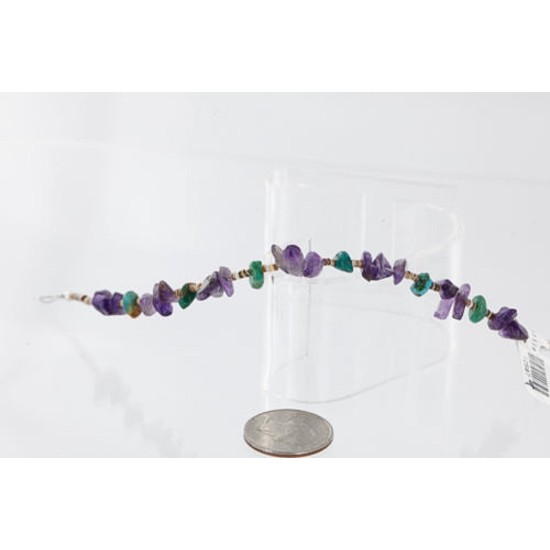 Certified Authentic Navajo .925 Sterling Silver Natural Turquoise Amethyst Native American Bracelet 390751477213