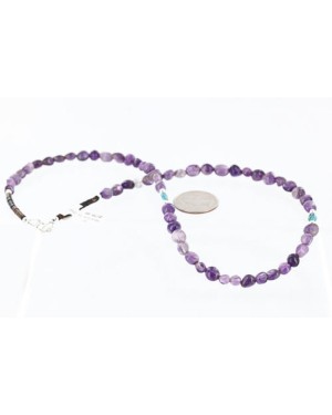 Certified Authentic Navajo .925 Sterling Silver Natural Turquoise Amethyst Native American Necklace 370993141648