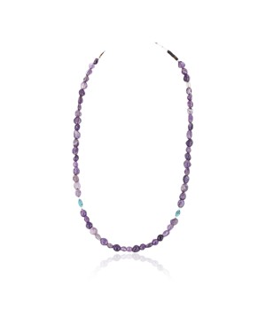 Certified Authentic Navajo .925 Sterling Silver Natural Turquoise Amethyst Native American Necklace 370993141648