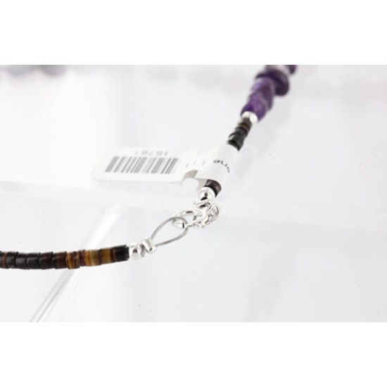 Certified Authentic Navajo .925 Sterling Silver Natural Turquoise Amethyst Native American Necklace 370993141648