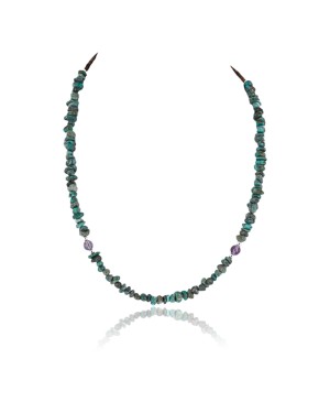 Certified Authentic Navajo .925 Sterling Silver Natural Turquoise Amethyst Native American Necklace 371052445230