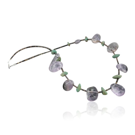 Certified Authentic Navajo .925 Sterling Silver Natural Turquoise Amethyst Native American Necklace 390722597391