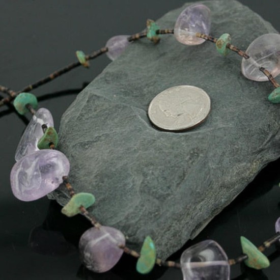 Certified Authentic Navajo .925 Sterling Silver Natural Turquoise Amethyst Native American Necklace 390722597391