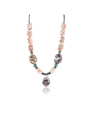 Certified Authentic Navajo .925 Sterling Silver Natural Turquoise Amethyst Native American Necklace 390823336104