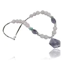 Navajo .925 Sterling Silver Natural Turquoise Amethyst Quartz Native American Necklace 370957370274