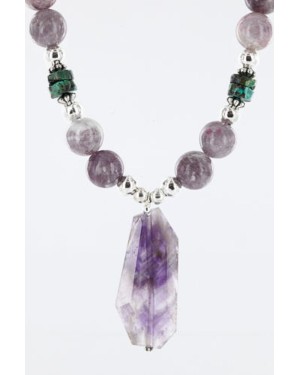 Certified Authentic Navajo .925 Sterling Silver Natural Turquoise and AMETHYST Native American Necklace 371007008020