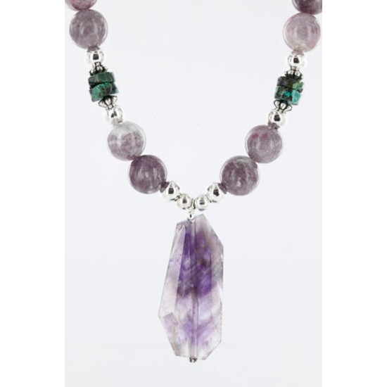 Certified Authentic Navajo .925 Sterling Silver Natural Turquoise and AMETHYST Native American Necklace 371007008020