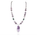 Certified Authentic Navajo .925 Sterling Silver Natural Turquoise and AMETHYST Native American Necklace 371007008020