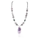 Navajo .925 Sterling Silver Natural Turquoise and AMETHYST Native American Necklace 371007008020
