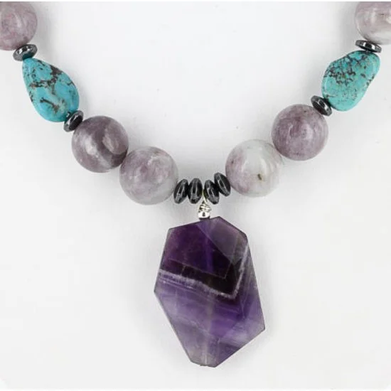 Navajo .925 Sterling Silver Natural Turquoise and AMETHYST Native American Necklace 371008914523 Navajo .925 Sterling Silver Natural Turquoise and AMETHYST Native American Necklace 371008914523