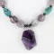 Authentic Navajo Native American Turquoise and Amethyst Sterling Silver Necklace Authentic Navajo Native American Turquoise and Amethyst Sterling Silver Necklace