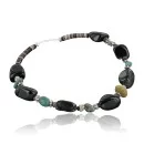 Navajo .925 Sterling Silver Natural Turquoise and Black Onyx Native American Bracelet 370968467779