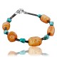Certified Authentic Navajo .925 Sterling Silver Natural Turquoise and Carnelian Native American Bracelet 390749514692