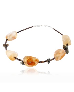 Certified Authentic Navajo .925 Sterling Silver Natural Turquoise and Carnelian Native American Bracelet 390760672877